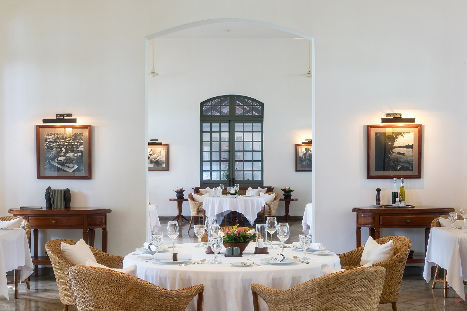 Formal dining hall set for a royal banquet